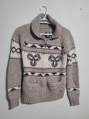 ORB Wool Knit Zip Up Sweater Medium Women Top